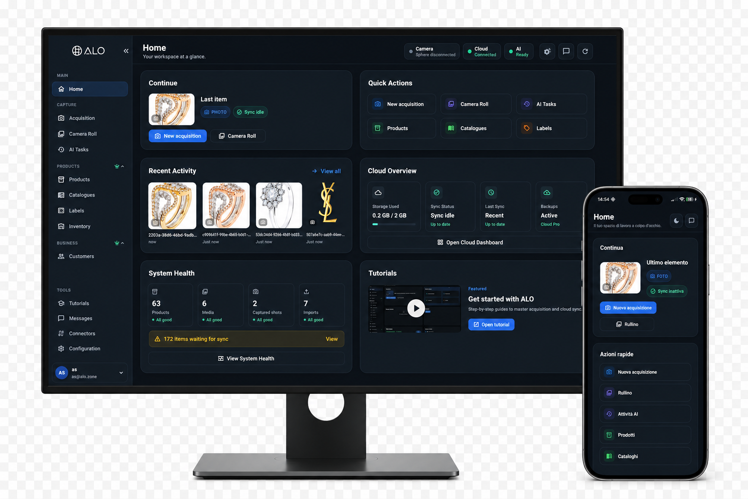 ALO App software editing a 360-degree product capture